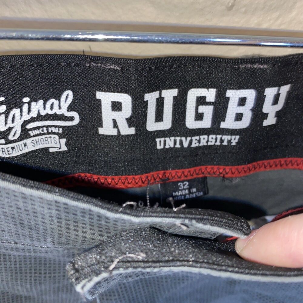 Rugby University Men’s Shorts Black Check - Picture 2 of 6